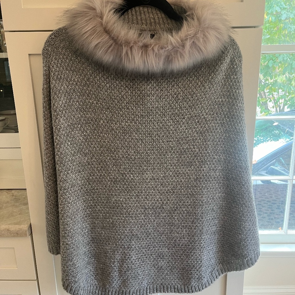 Faux Fur Trim Cape